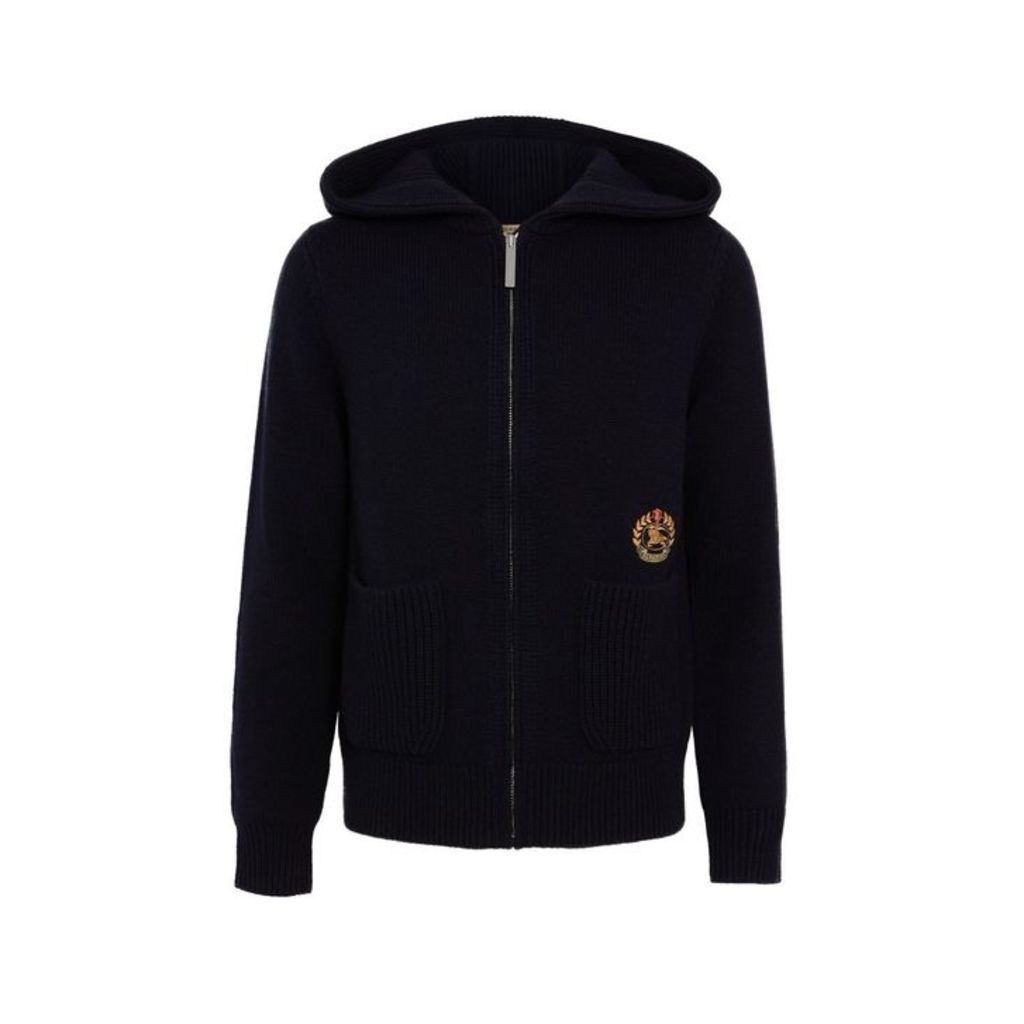Burberry Embroidered Crest Cashmere Hooded Top