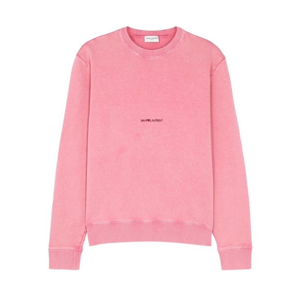 Saint Laurent Pink Logo-print Cotton Sweatshirt