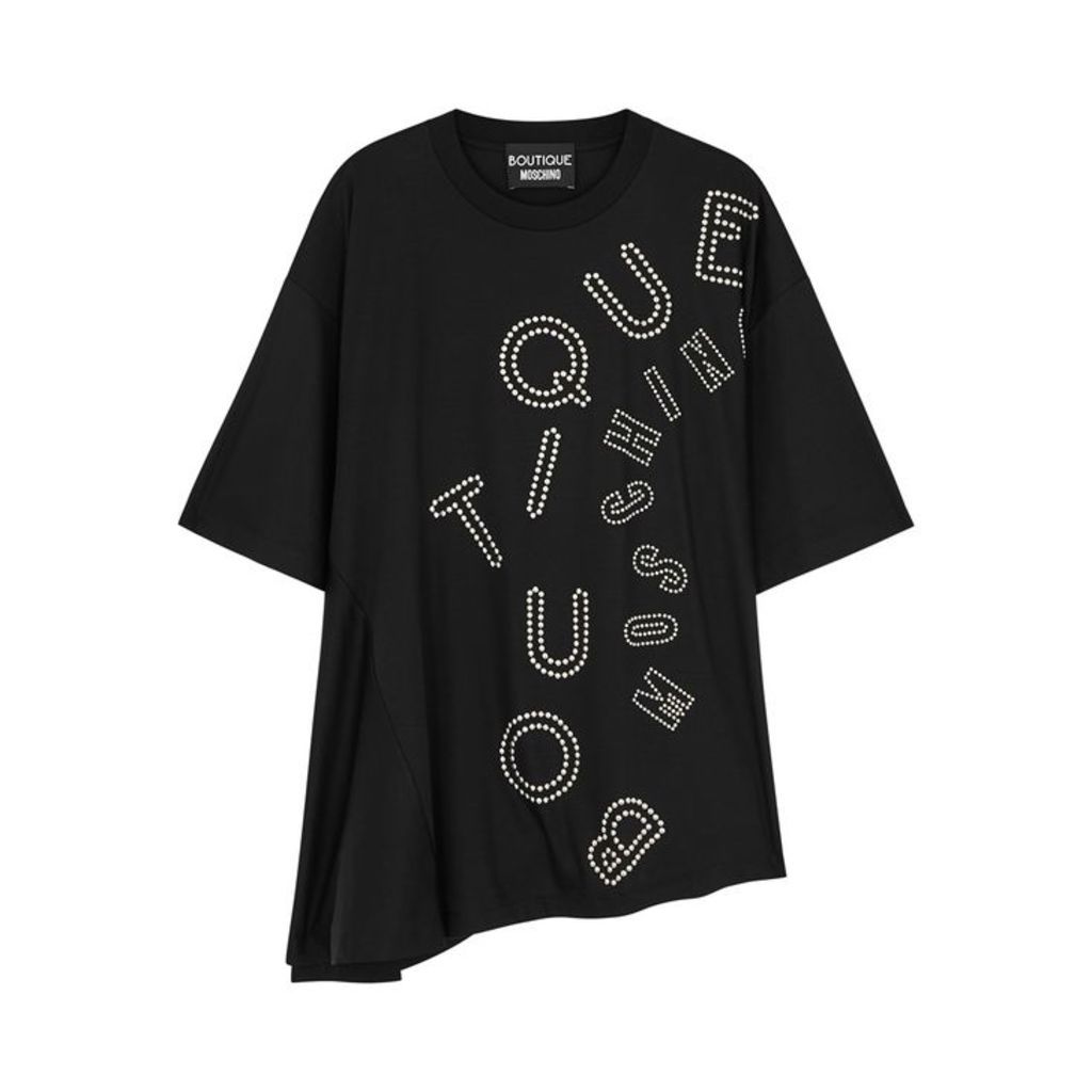 Boutique Moschino Black Logo Studded Jersey T-shirt