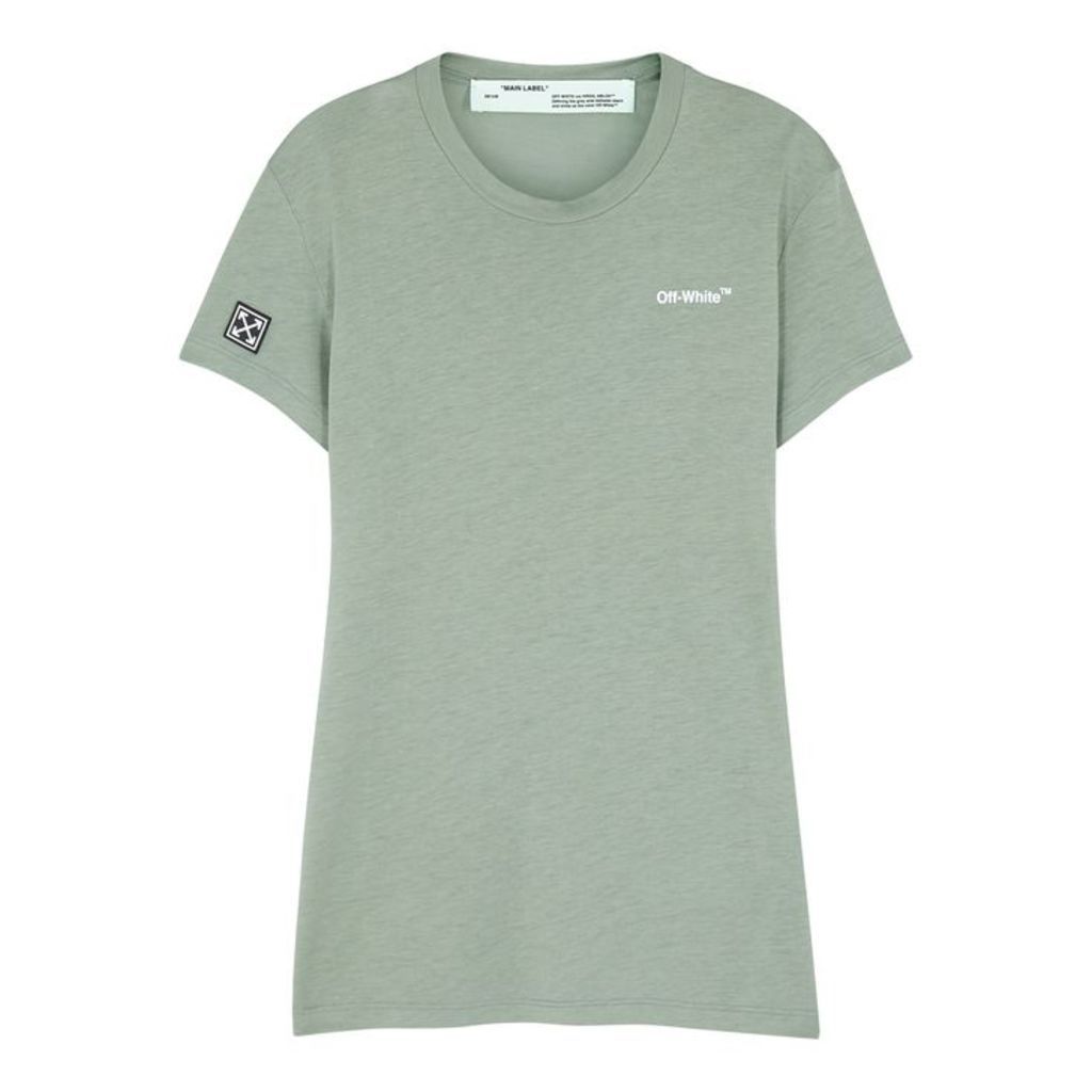 Off-White Green Logo-print Jersey T-shirt