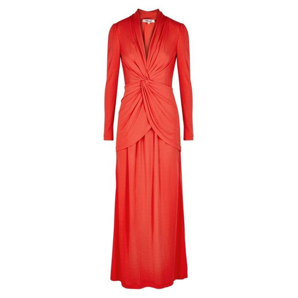 Diane Von Furstenberg Stacia Knot-embellished Jersey Maxi Dress