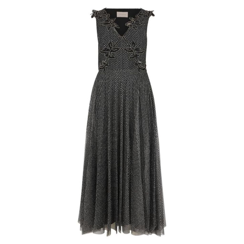 Christopher Kane Black Embellished Tulle Midi Dress