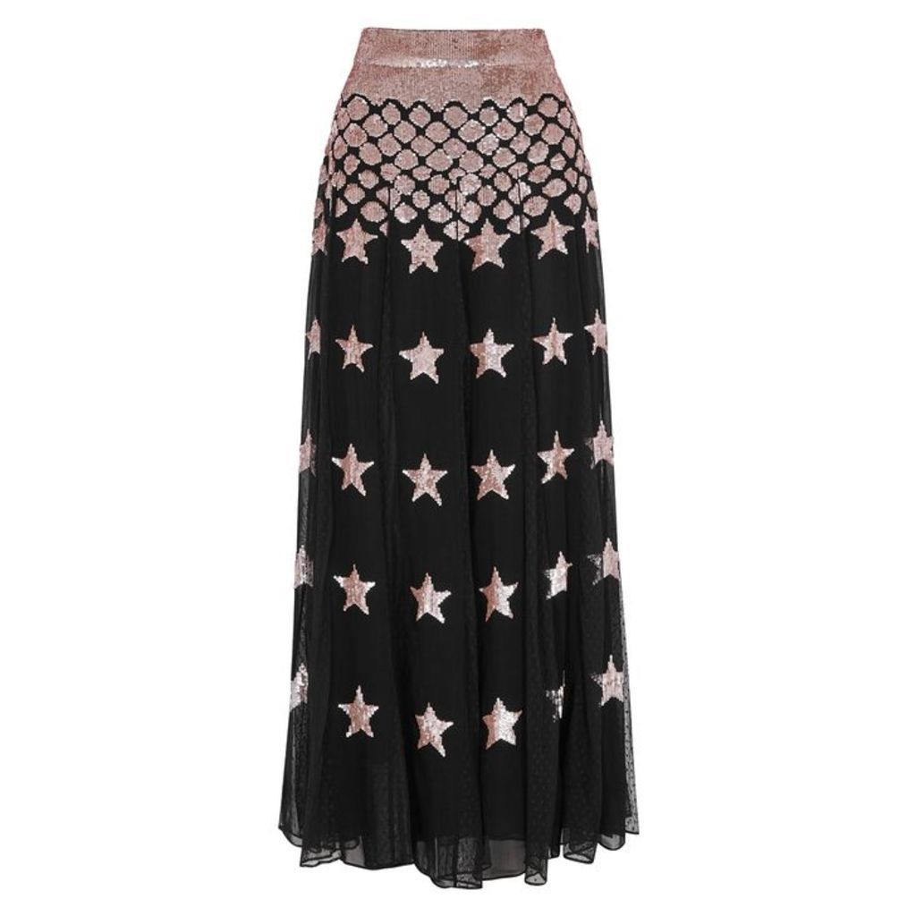 Temperley Starlet Sequinned Chiffon Maxi Skirt
