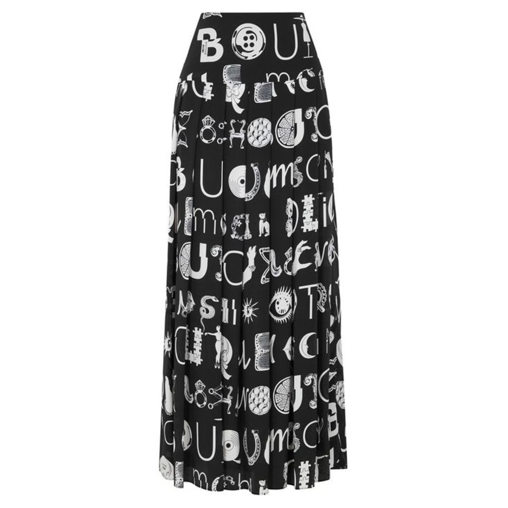 Boutique Moschino Black Typography-print Maxi Skirt