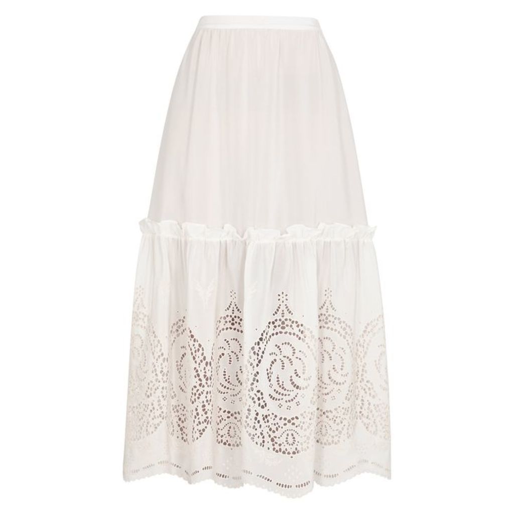 Stella McCartney Ivory Broderie Anglaise Silk Skirt