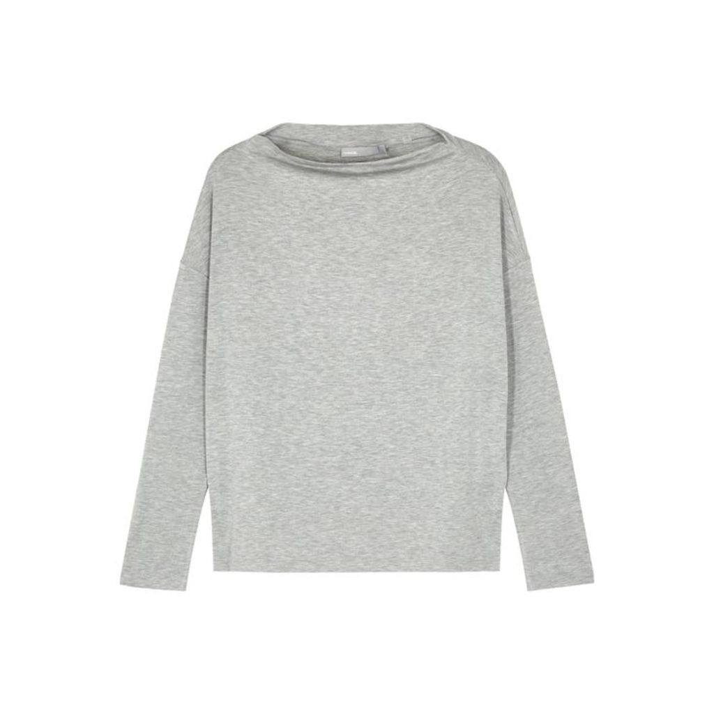 Vince Grey Wide-neck Stretch-jersey Top