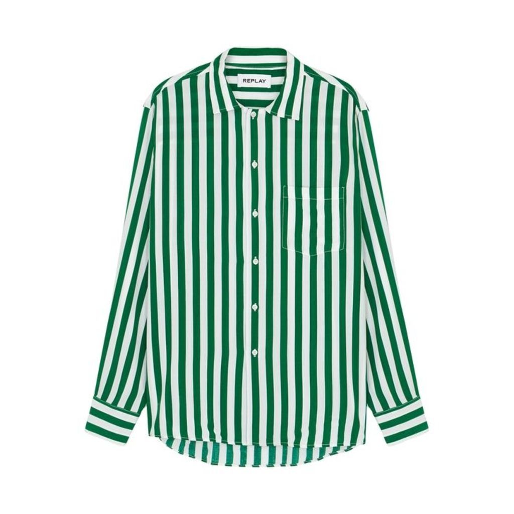 Replay Green Striped Shirt
