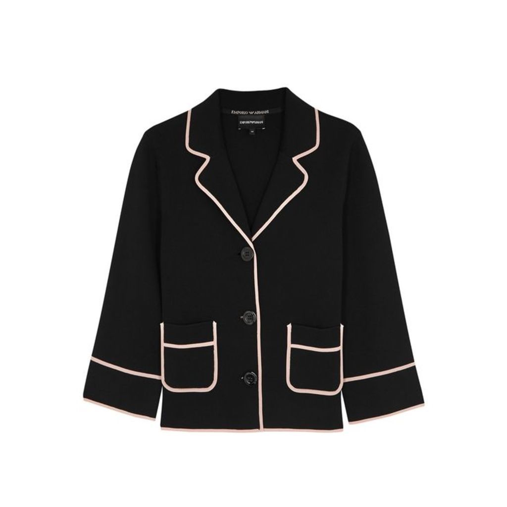 Emporio Armani Black Pink-trimmed Jersey Jacket
