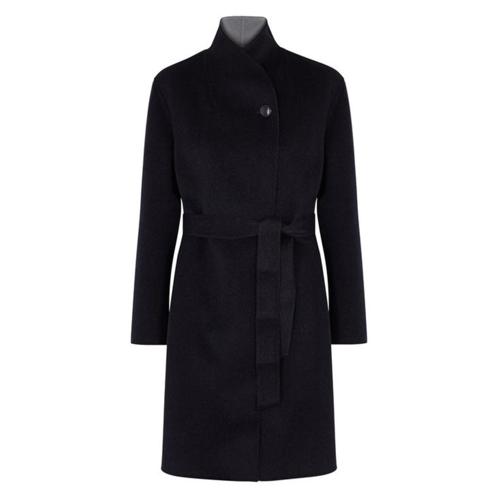 Emporio Armani Navy Reversible Wool-blend Coat