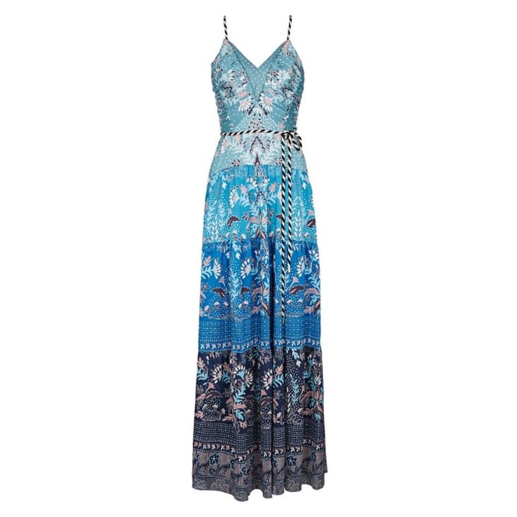 Peter Pilotto Blue Printed Stretch-silk Gown