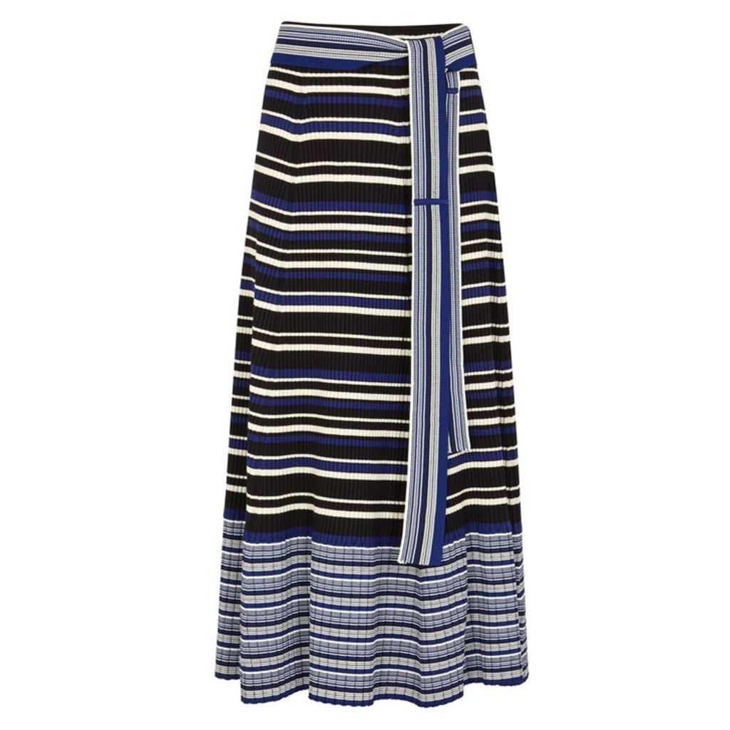 3.1 Phillip Lim Striped Stretch-knit Jersey Midi Skirt