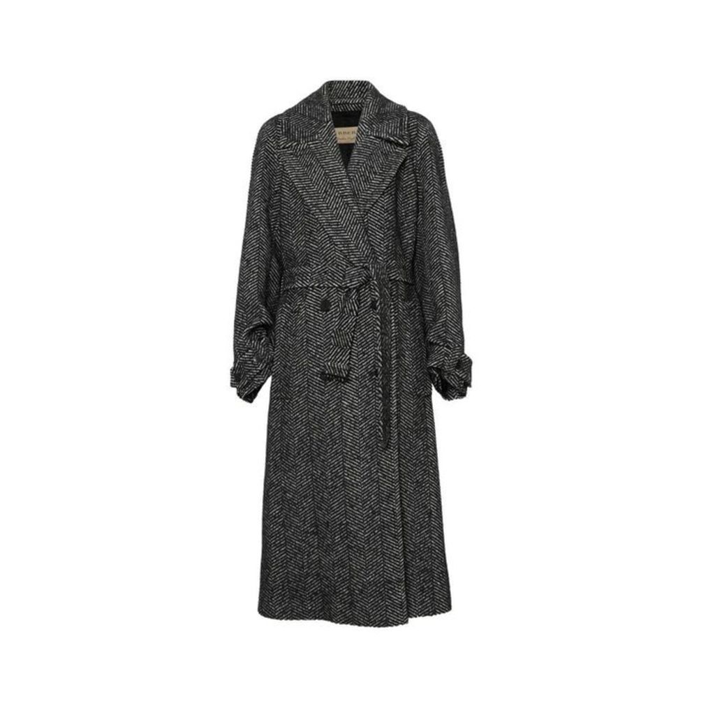 Burberry Herringbone Wool Silk Blend Double-breasted Coat