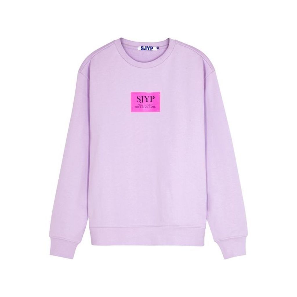 SJYP Lilac Logo-appliquÃ©d Cotton Sweatshirt