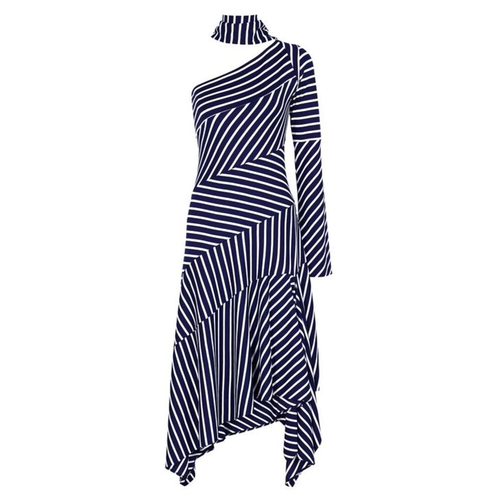 MONSE Striped One-shoulder Jersey Midi Dress