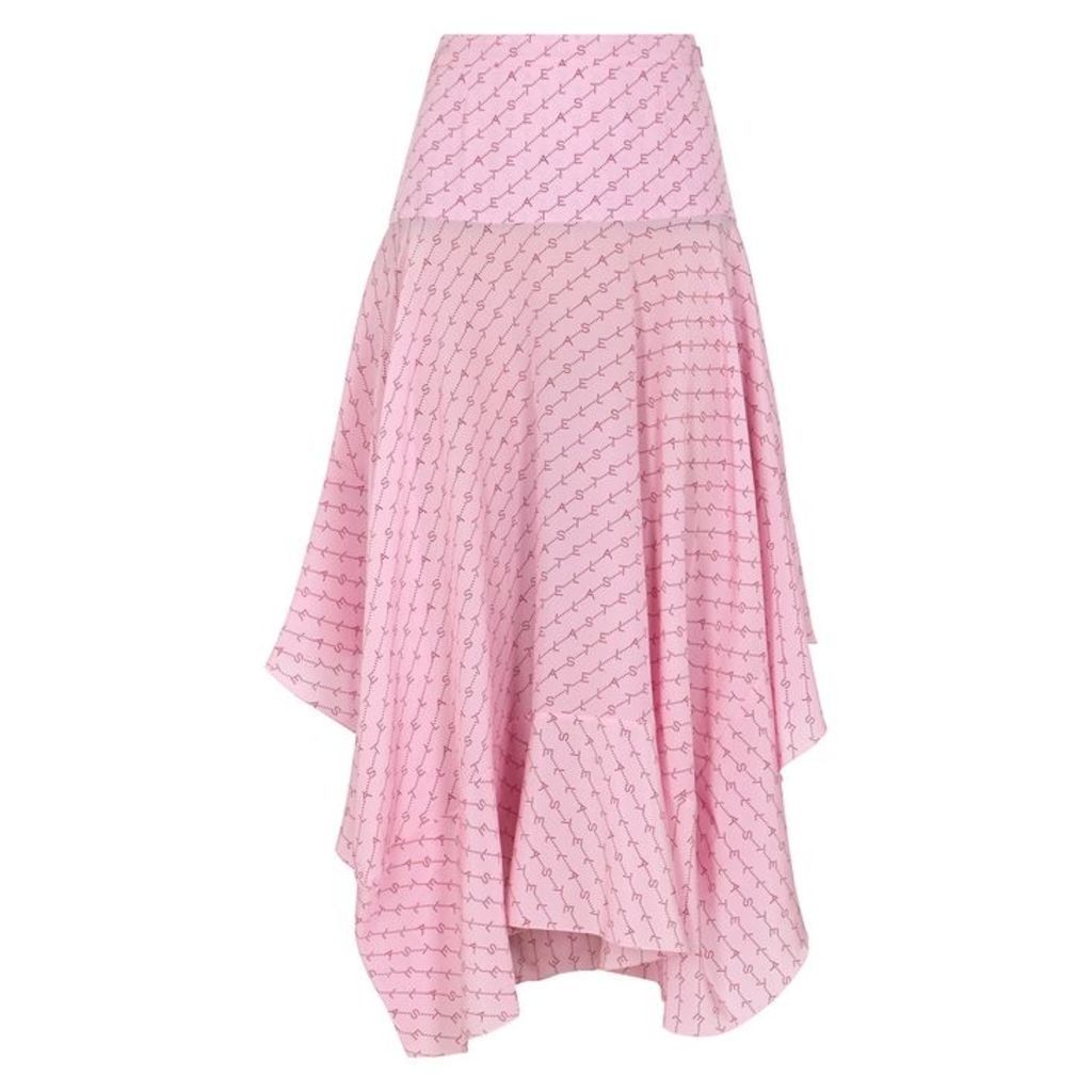 Stella McCartney Poppy Pink Monogrammed Silk Skirt