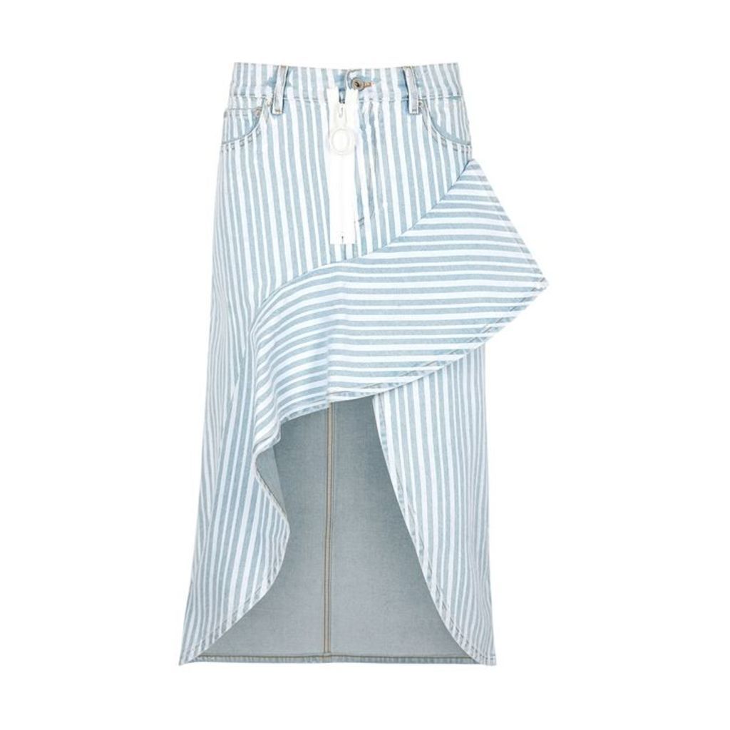 Off-White Light Blue Striped Denim Skirt