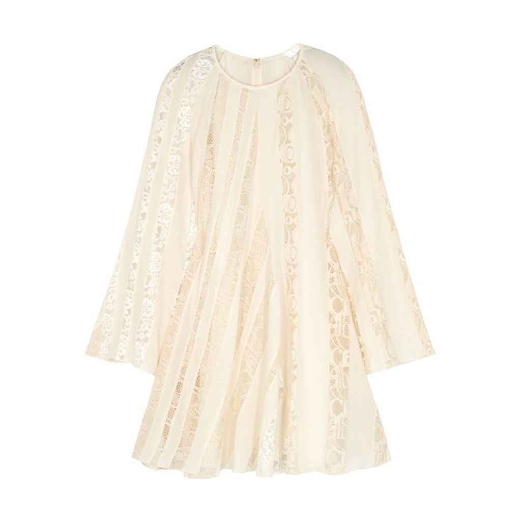 ChloÃ© Cream Lace-trimmed Silk Mini Dress