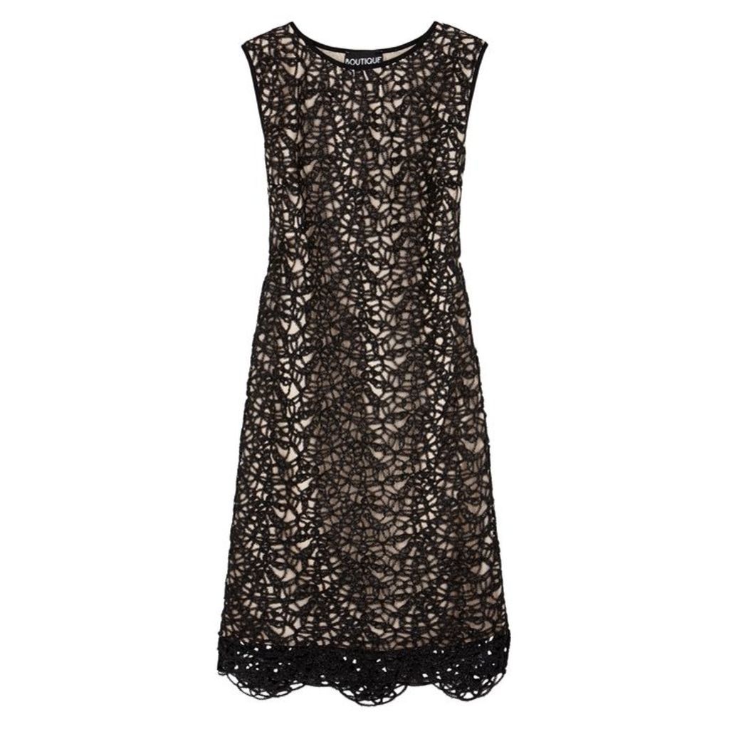 Boutique Moschino Black Crochet Lace Midi Dress