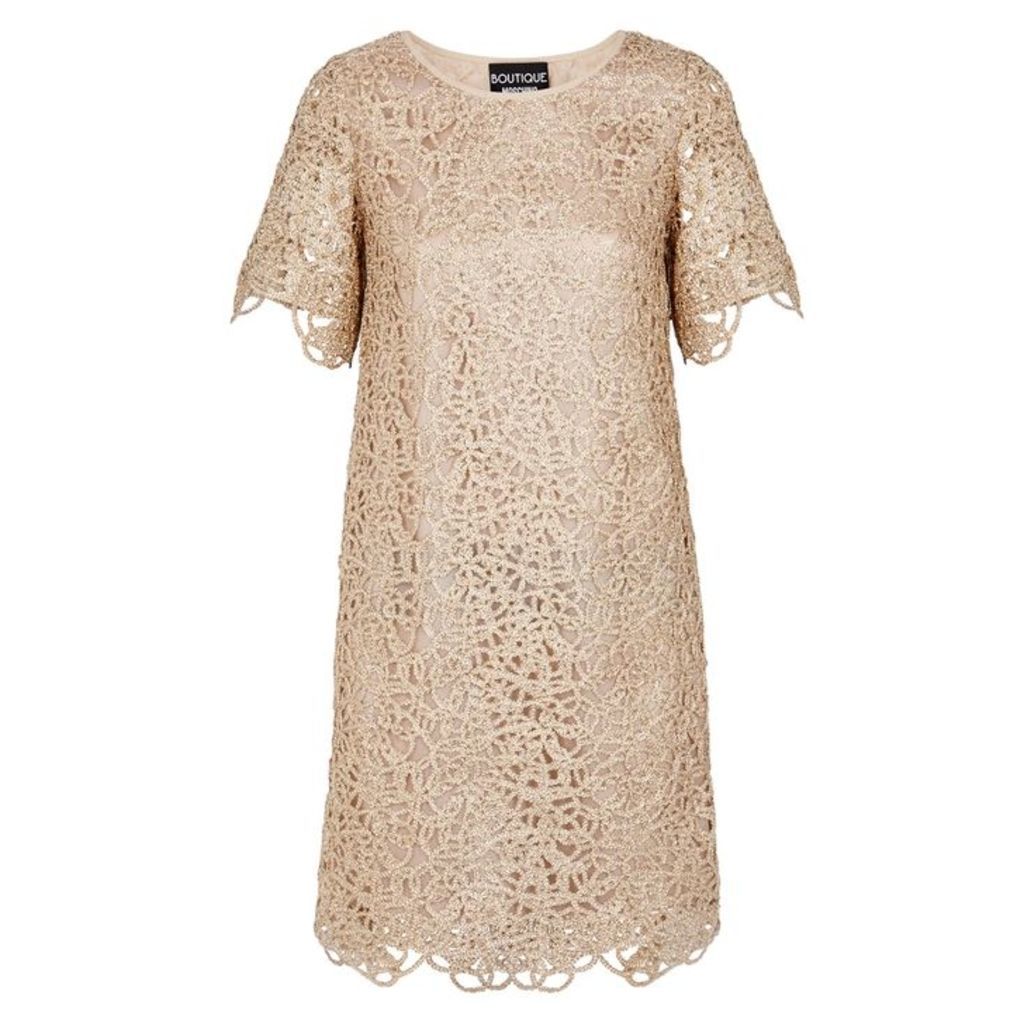 Boutique Moschino Gold Crochet Lace Dress