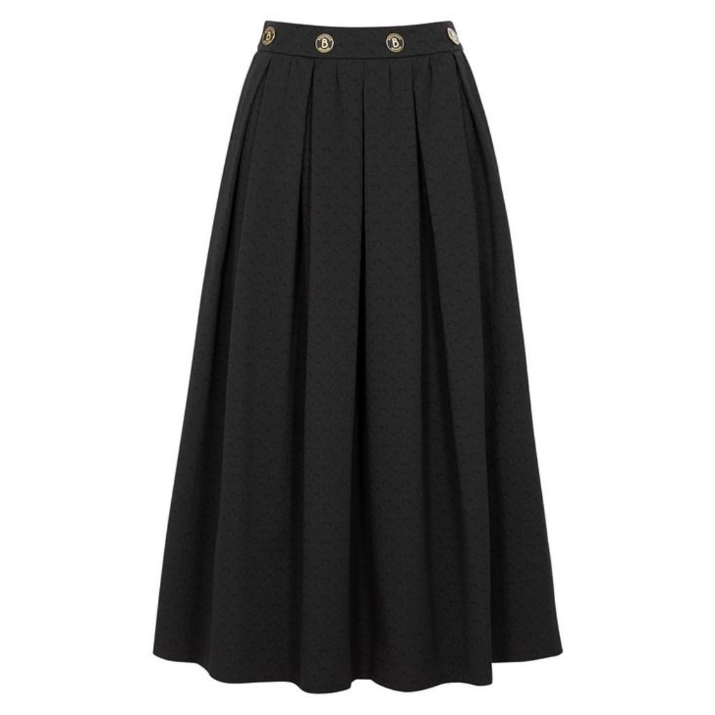 Boutique Moschino Black Pleated Jacquard Skirt