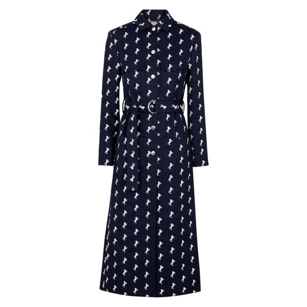 ChloÃ© Navy Horse-embroidered Wool Coat