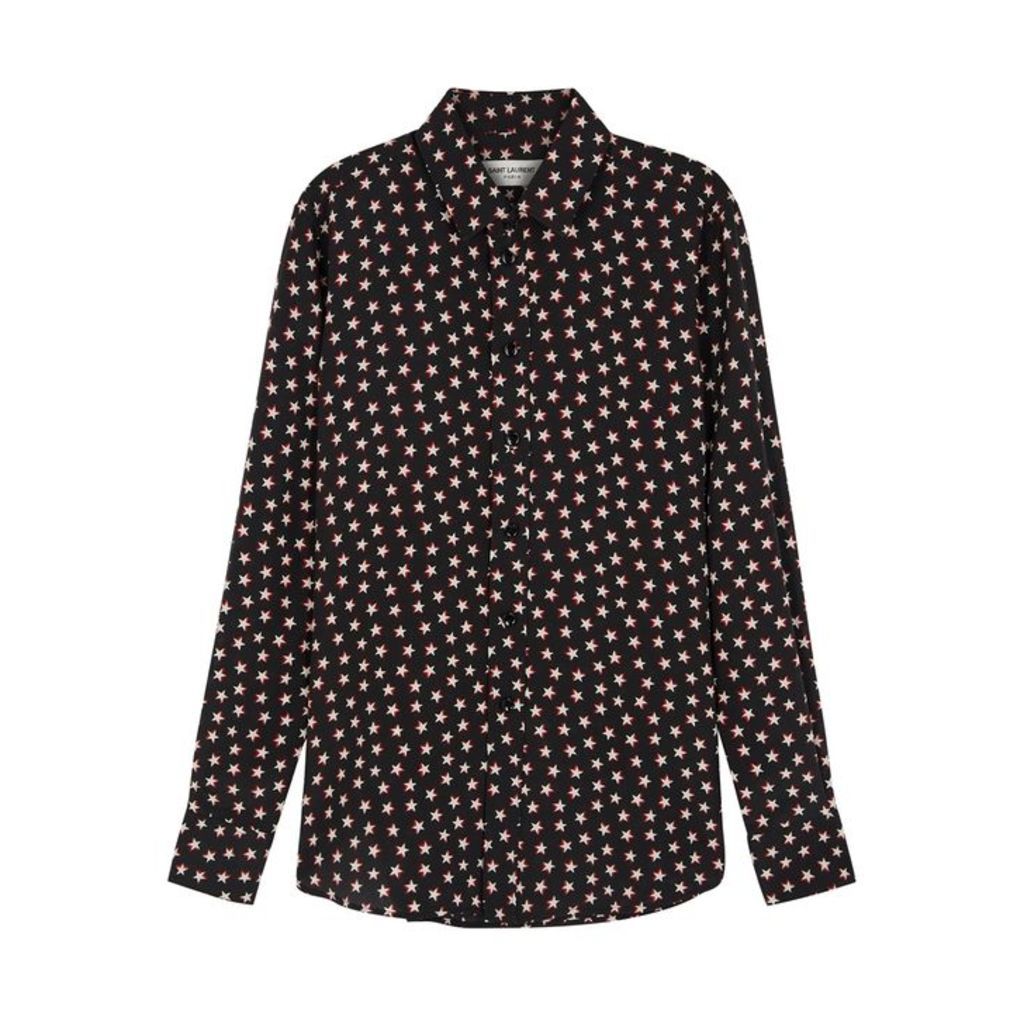 Saint Laurent Black Star-print Silk Shirt