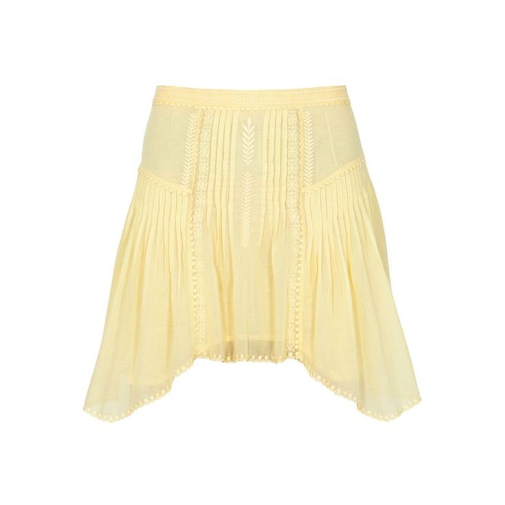 Isabel Marant Ã‰toile Akala Yellow Embroidered Cotton Skirt