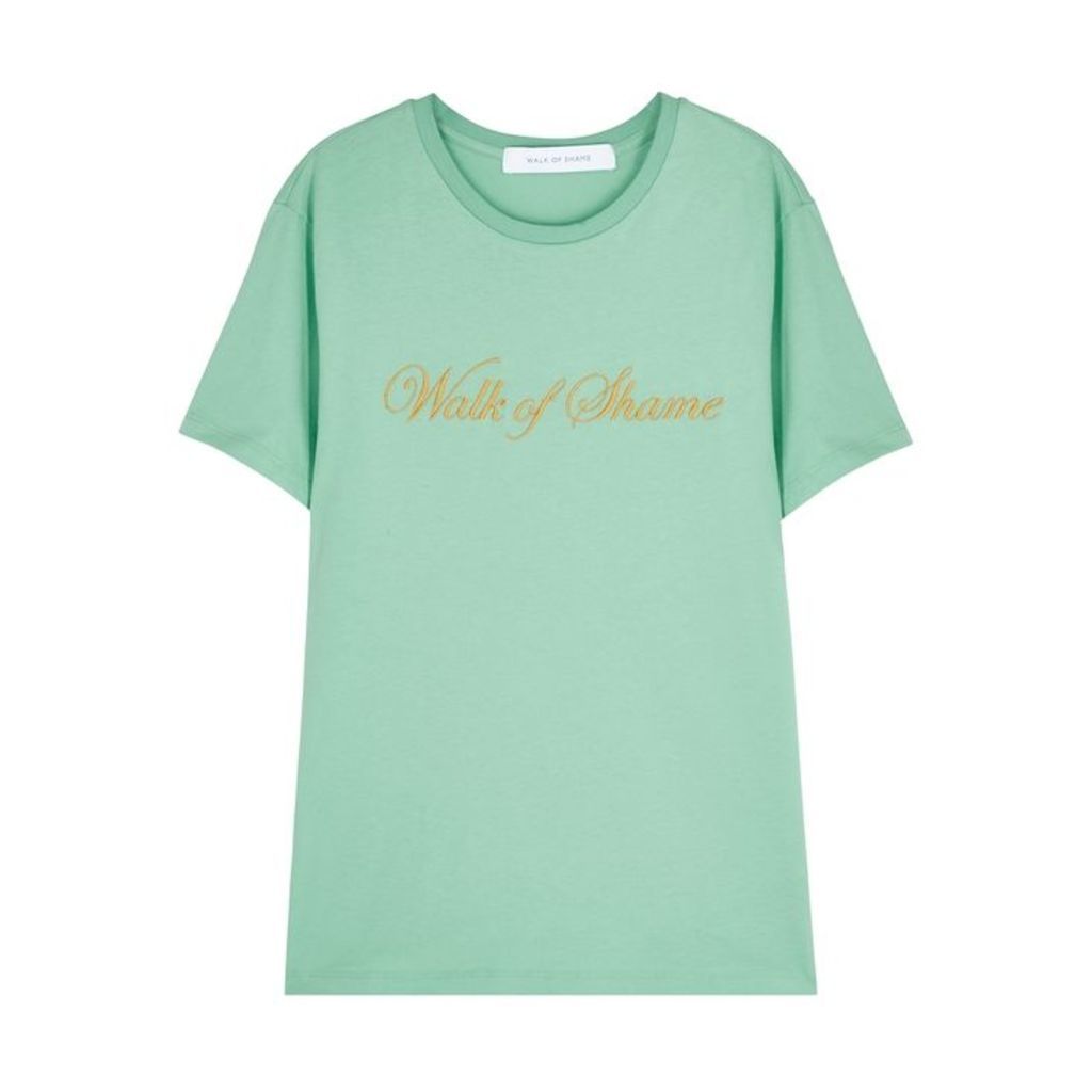 Walk Of Shame Mint Embroidered Cotton T-shirt