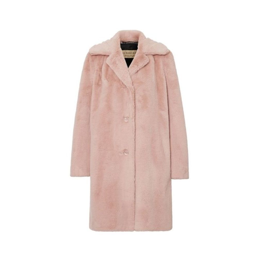 Burberry Faux Fur Single-breasted Coat