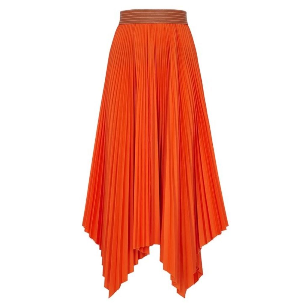 Loewe Orange Pleated Midi Skirt