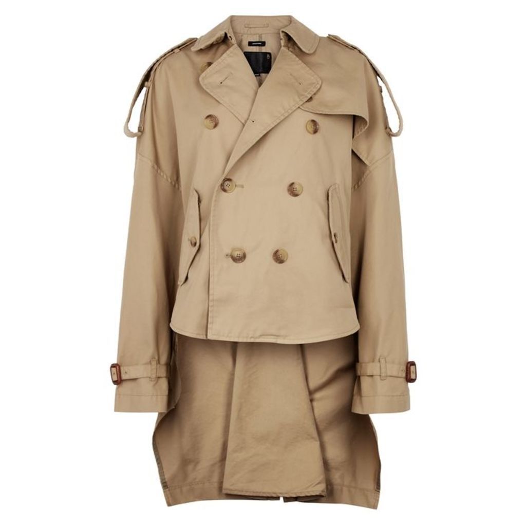 R13 Taupe Cropped Cotton-blend Trench Coat