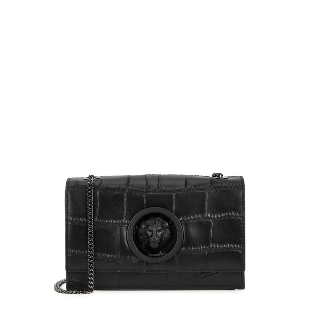 Versus Versace Black Crocodile-effect Leather Shoulder Bag