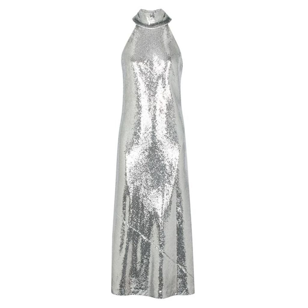Galvan Daneila Silver Sequin Midi Dress