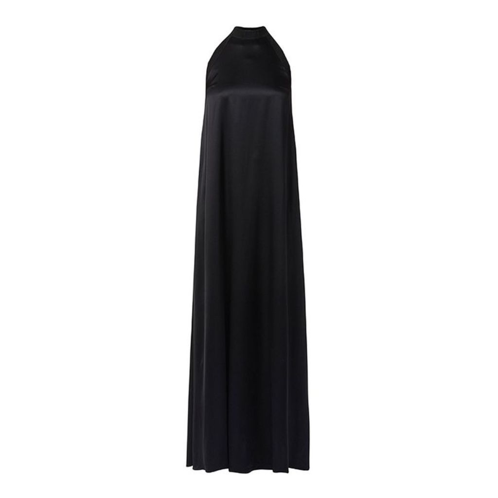 WtR Black Silk Halter Neck Maxi Dress