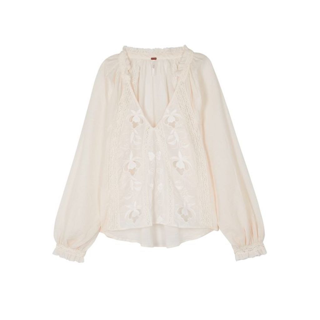 Free People Sivan Ivory Embroidered Blouse