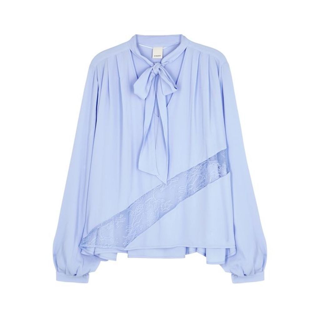 PINKO Light Blue Lace-trimmed Blouse