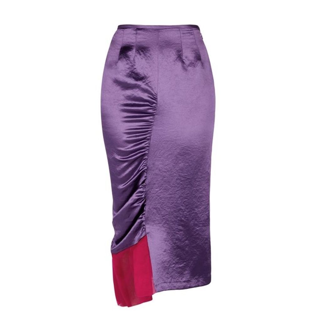 Collina Strada Chakra Purple Ruched Satin Skirt