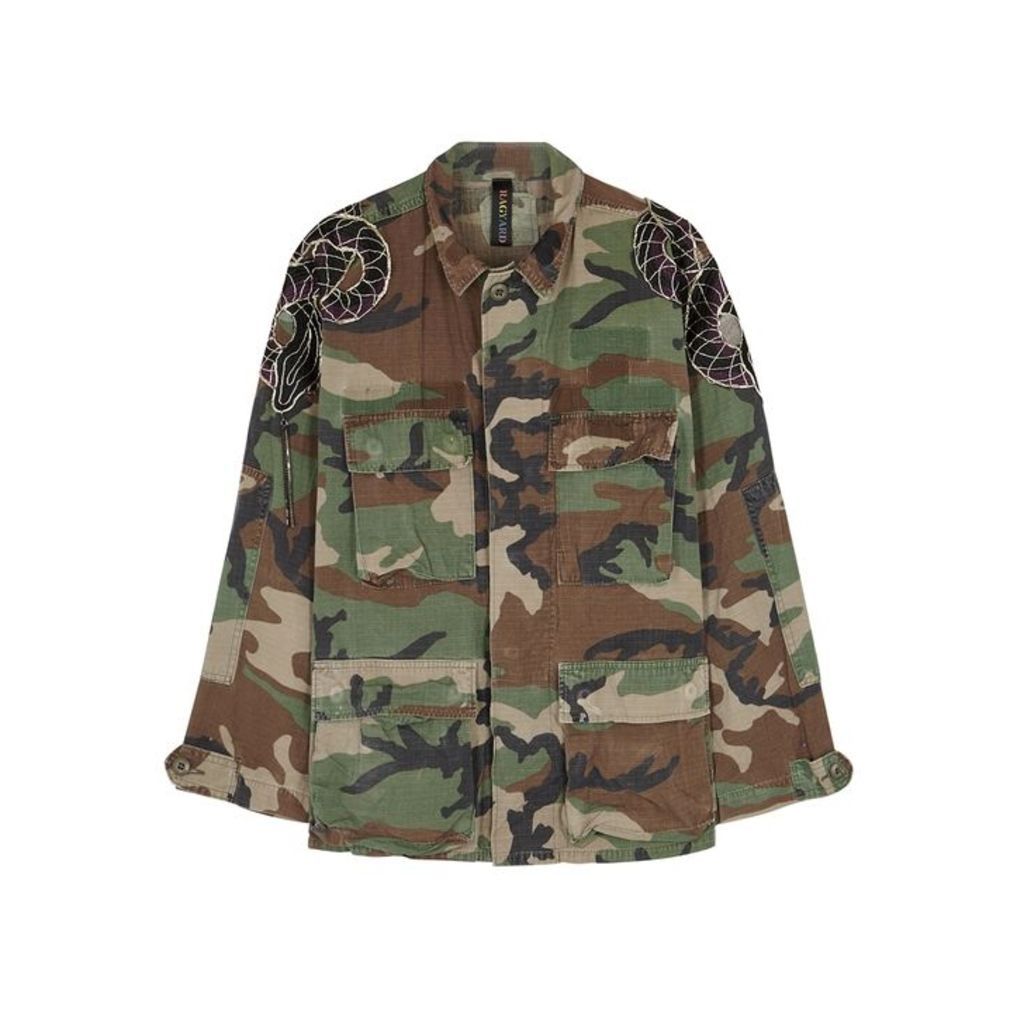 RAGYARD Snake-appliquÃ©d Camouflage-print Jacket