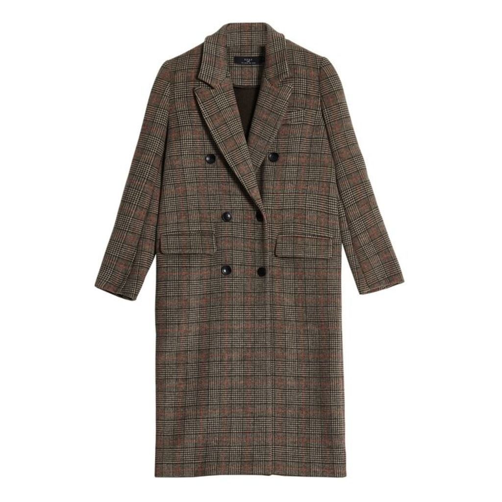 On Parle De Vous Prince Of Wales Printed Long Straight Coat