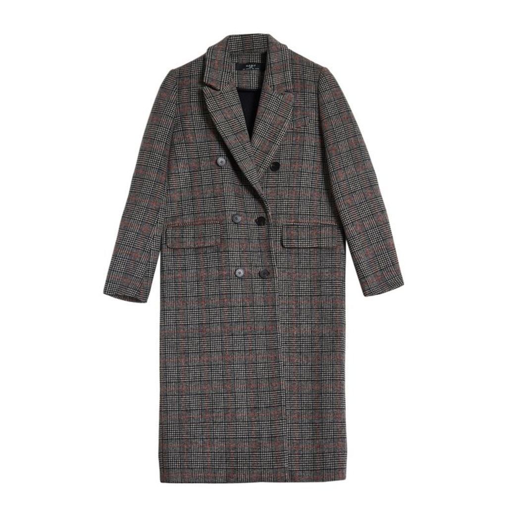 On Parle De Vous Prince Of Wales Printed Long Straight Coat