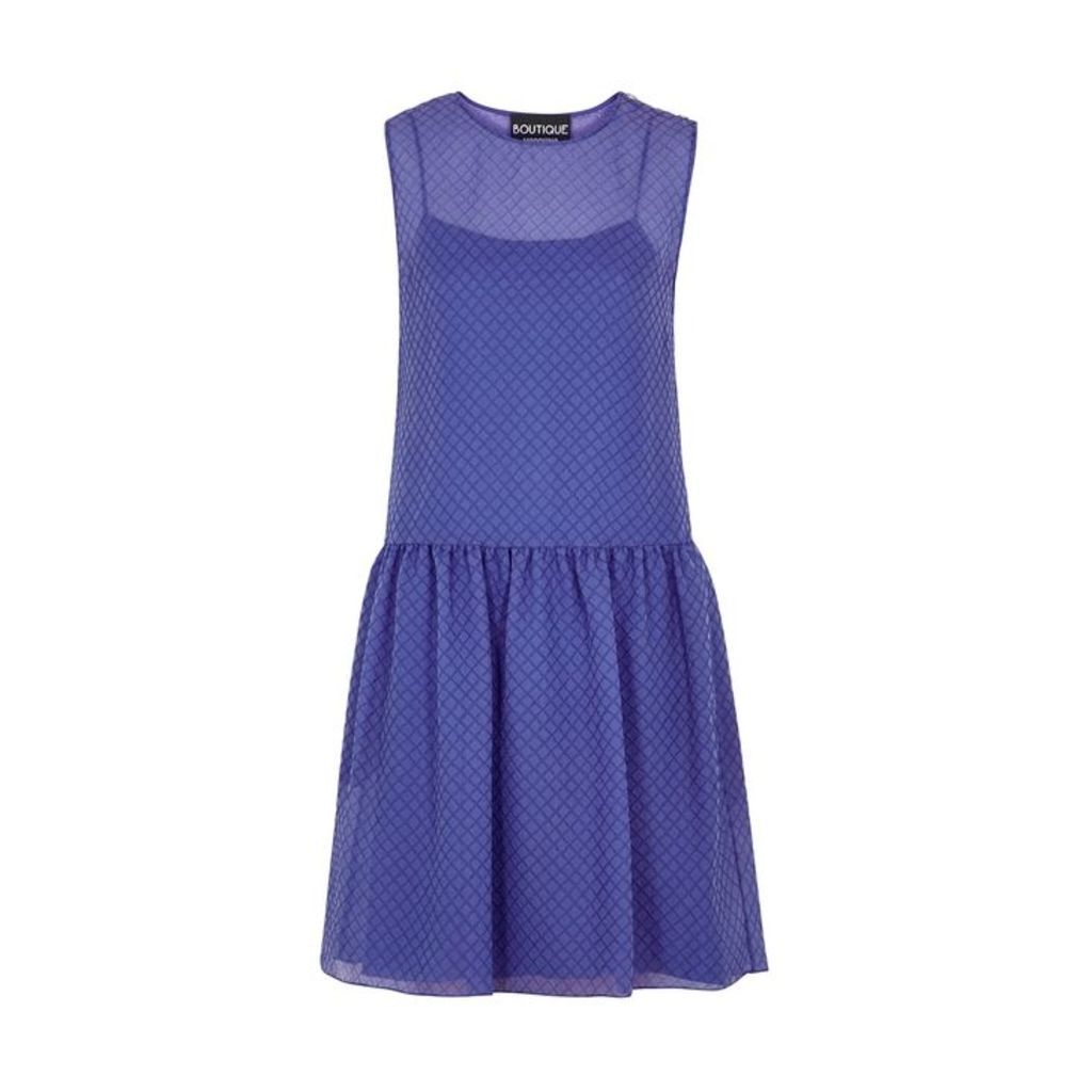 Boutique Moschino Blue Diamond-jacquard Silk-blend Dress