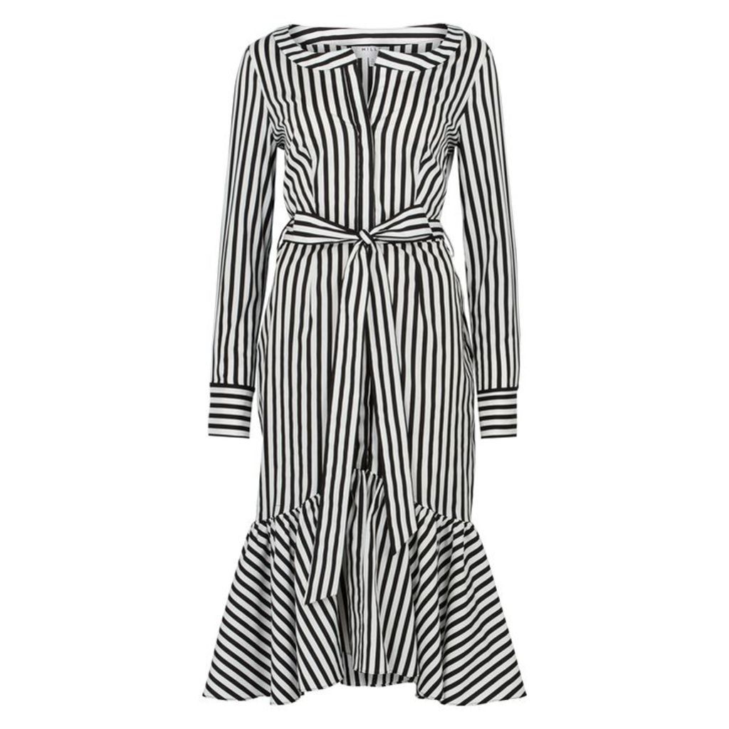 MILLY Erica Striped Stretch-poplin Dress