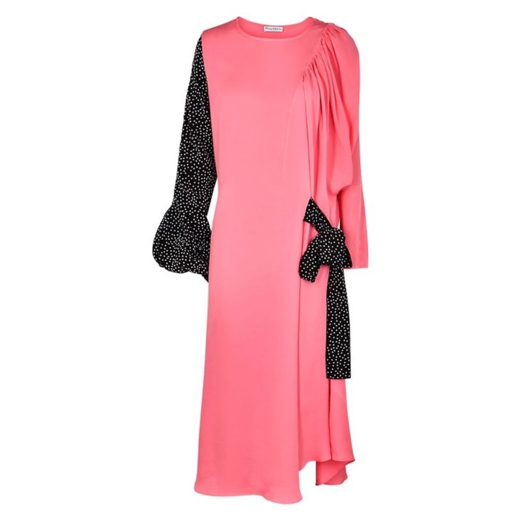 JW Anderson Pink Flocked Silk Midi Dress
