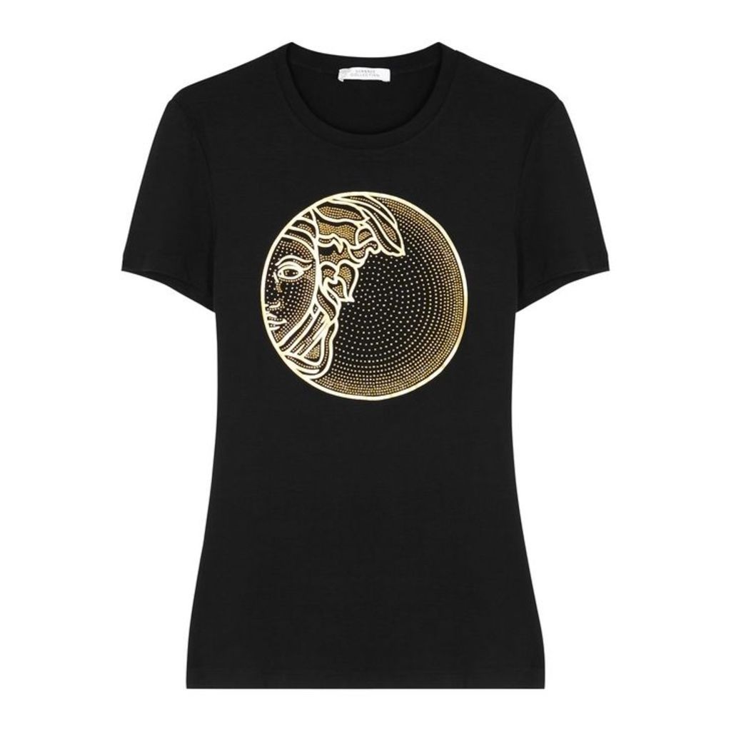Versace Collection Gold Medusa Stretch-jersey T-shirt