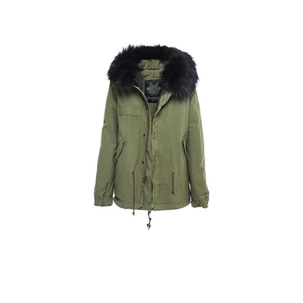 Mr & Mrs Italy Army Mini Parka Quilt Racoon Fur