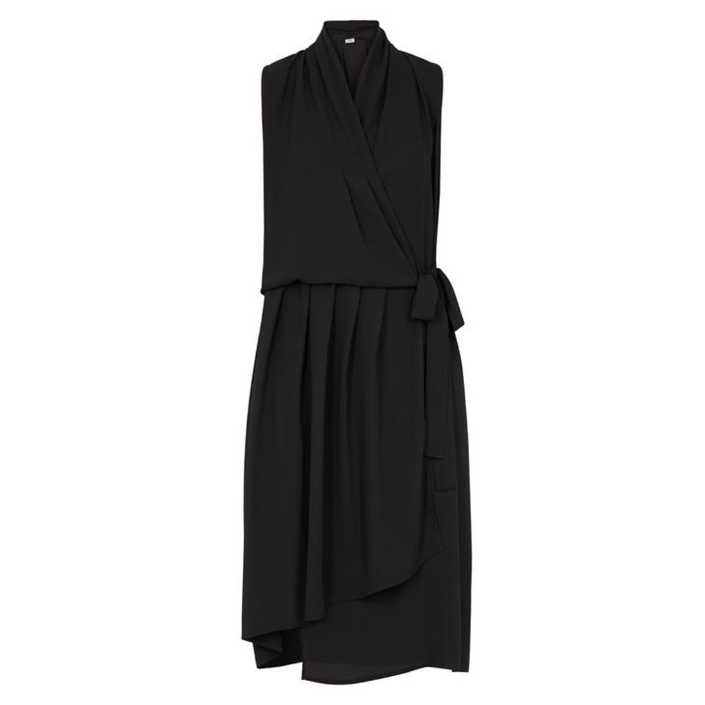 Crea Concept Black Georgette Midi Wrap Dress