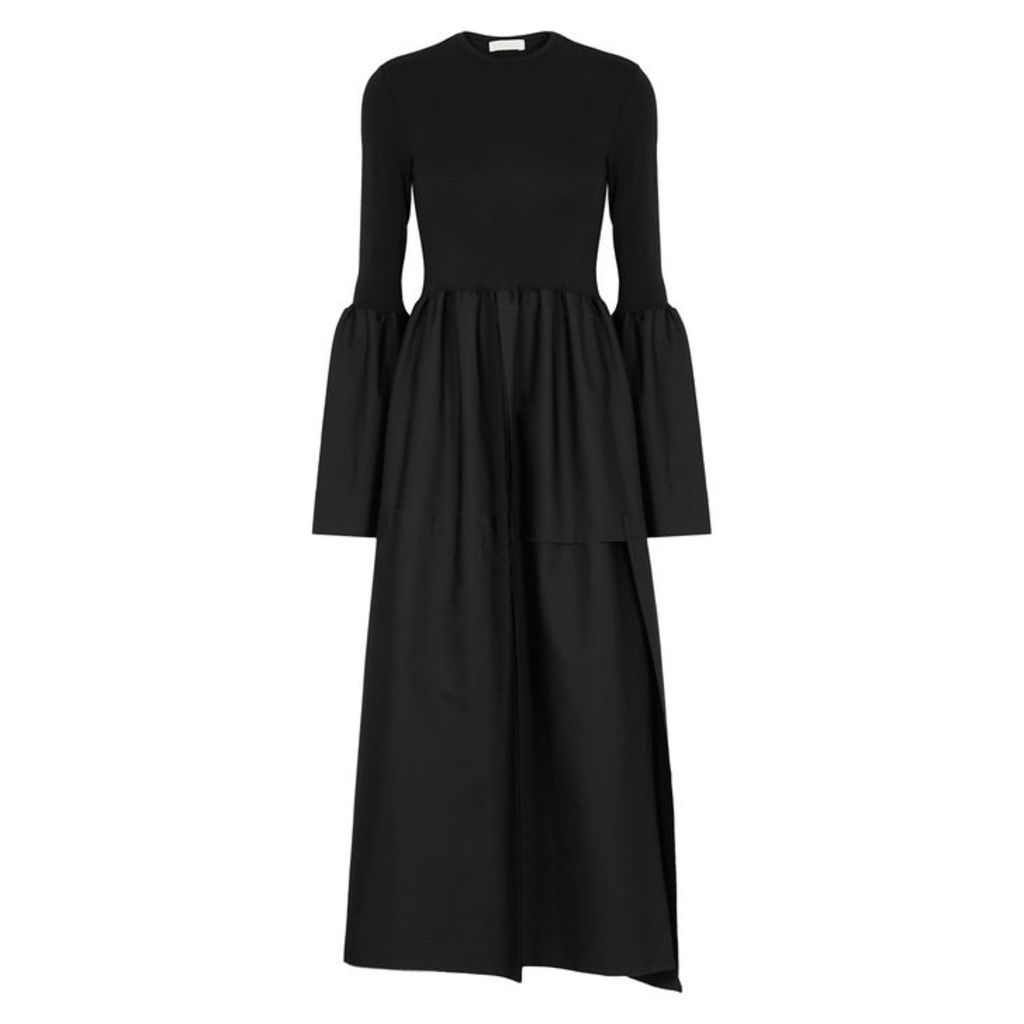 LOROD Black Cotton Midi Dress