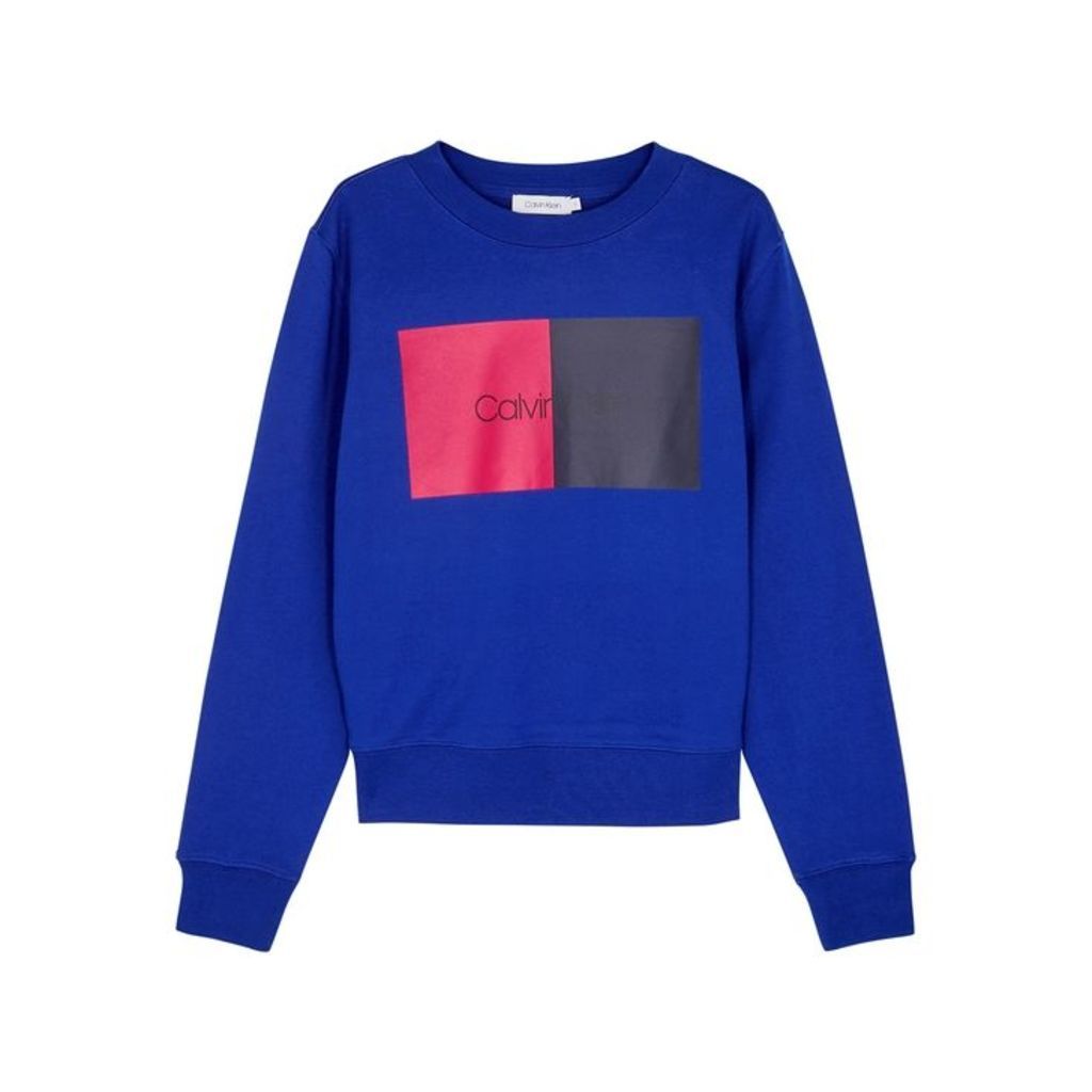 Calvin Klein Blue Logo-print Cotton Sweatshirt