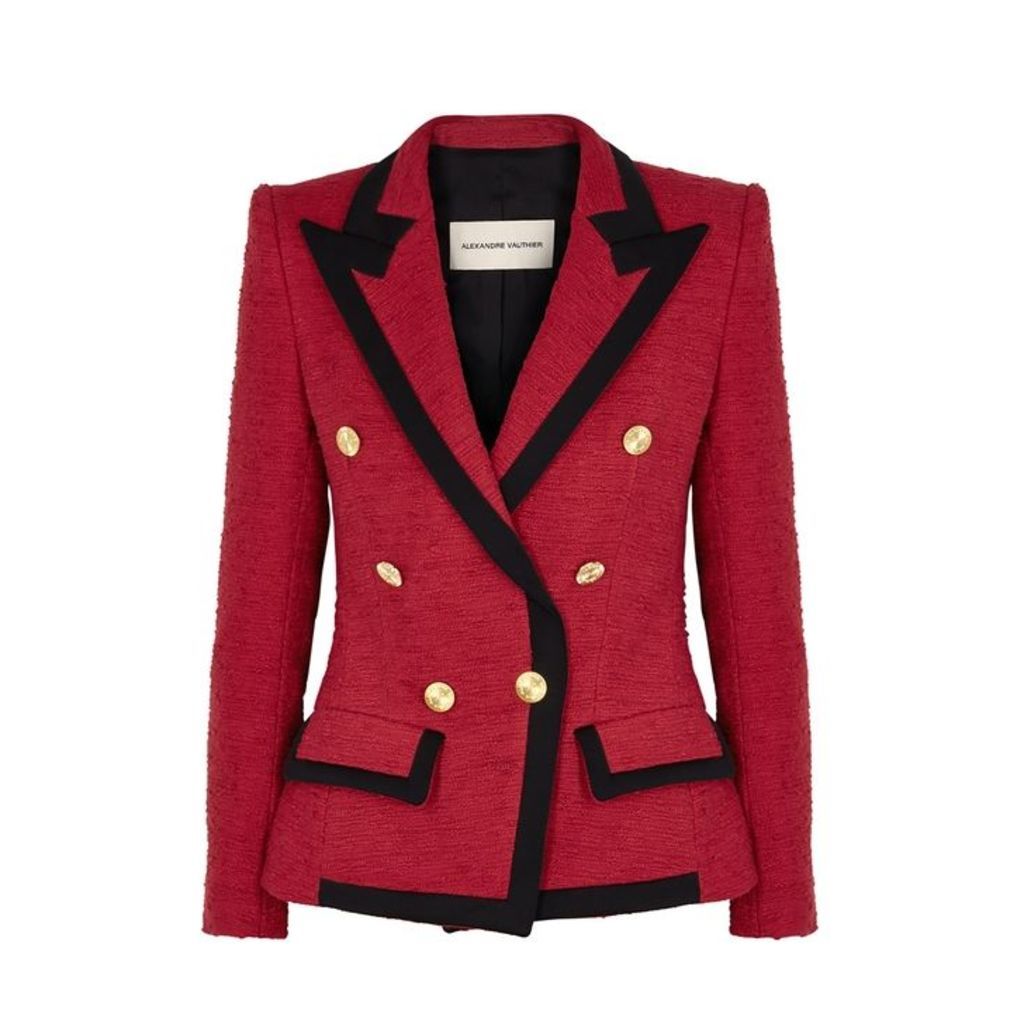Alexandre Vauthier Red Double-breasted Tweed Blazer