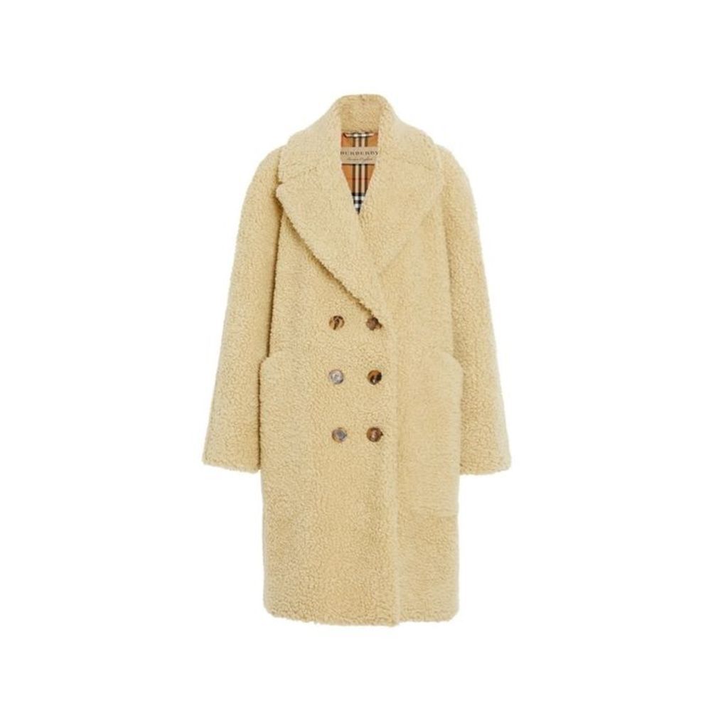 Burberry Faux Shearling Double-breasted Oversized Coat